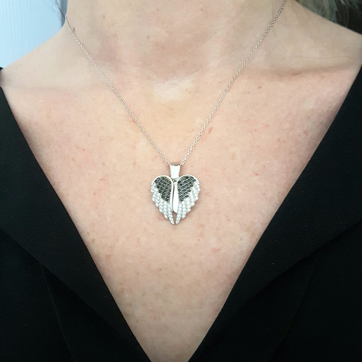 925 Sterling Silver Double Angel Wings Memorial Personalized Forever Remember Names Dates Charm Pendant Necklace Best Birthday Christmas Anniversary Graduation Gift for Women with Rose Plated Option