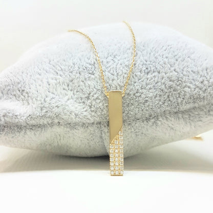 14K Real Gold Vertical Coordinate Bar Design with Diomand Cut Zirconia Stones Dainty Charm Elegant Cute Trendy Pendant Necklace Best Birthday Gift for Women Jewelry girl friend mother mom grandma