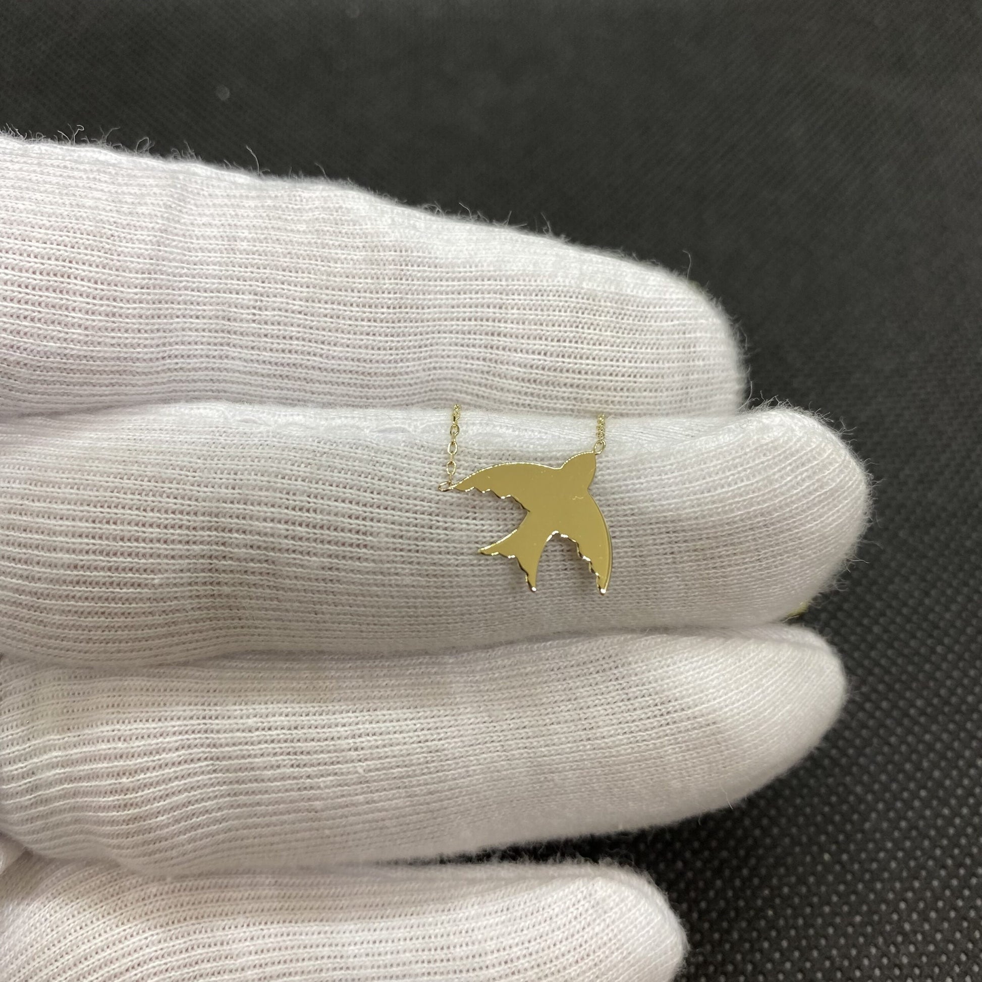 Bird Necklace Gold , 14K Solid Gold Swallow Necklace for Women, Initial Bird necklace , Personalized Swallow Dainty Necklace , Gift for mom