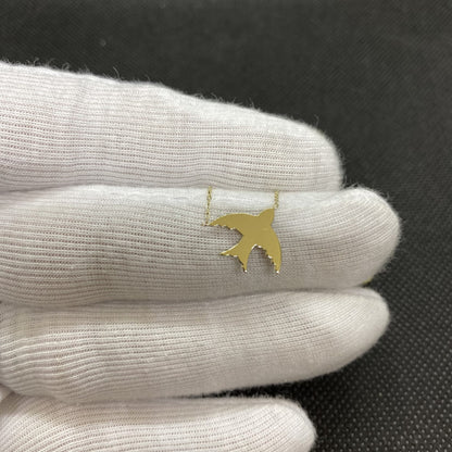 Bird Necklace Gold , 14K Solid Gold Swallow Necklace for Women, Initial Bird necklace , Personalized Swallow Dainty Necklace , Gift for mom