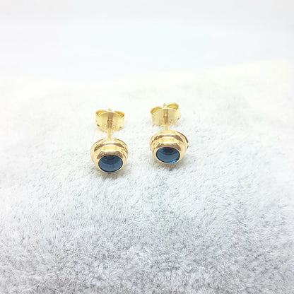 Blue Evil Eye Stud Earrings for Women 14K Real Solid Gold , Greek Evil Eye , Turkish Evil Eye , Nazar Evil Eye , Dainty Tiny Evil Eye