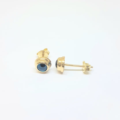 Blue Evil Eye Stud Earrings for Women 14K Real Solid Gold , Greek Evil Eye , Turkish Evil Eye , Nazar Evil Eye , Dainty Tiny Evil Eye