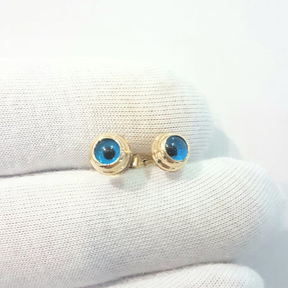 Blue Evil Eye Stud Earrings for Women 14K Real Solid Gold , Greek Evil Eye , Turkish Evil Eye , Nazar Evil Eye , Dainty Tiny Evil Eye