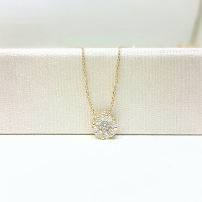 14K Gold Sun Sunflower Round Circle Disc Flower with Zirconia Stones Cute Charm Tiny Dainty Delicate Trendy Pendant Necklace best birthday gift for Women Jewelry girlfriend mom