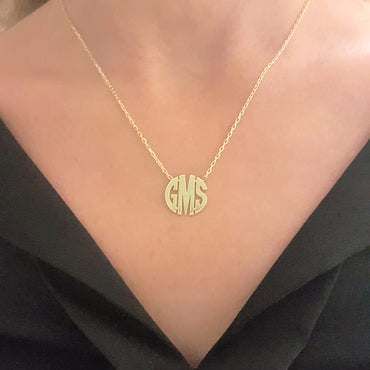 925K Sterling Silver Custom Three Letter Monogram Necklace for Women