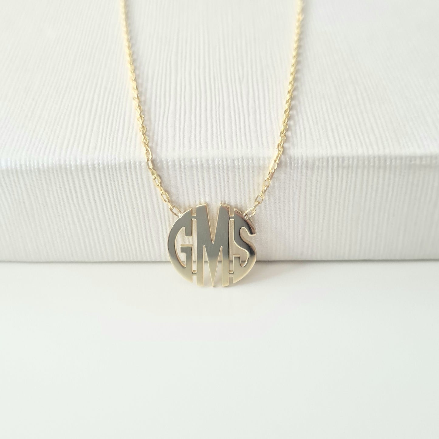 925K Sterling Silver Custom Three Letter Monogram Necklace for Women