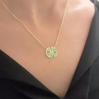 925K Sterling Silver Custom Three Letter Monogram Necklace for Women