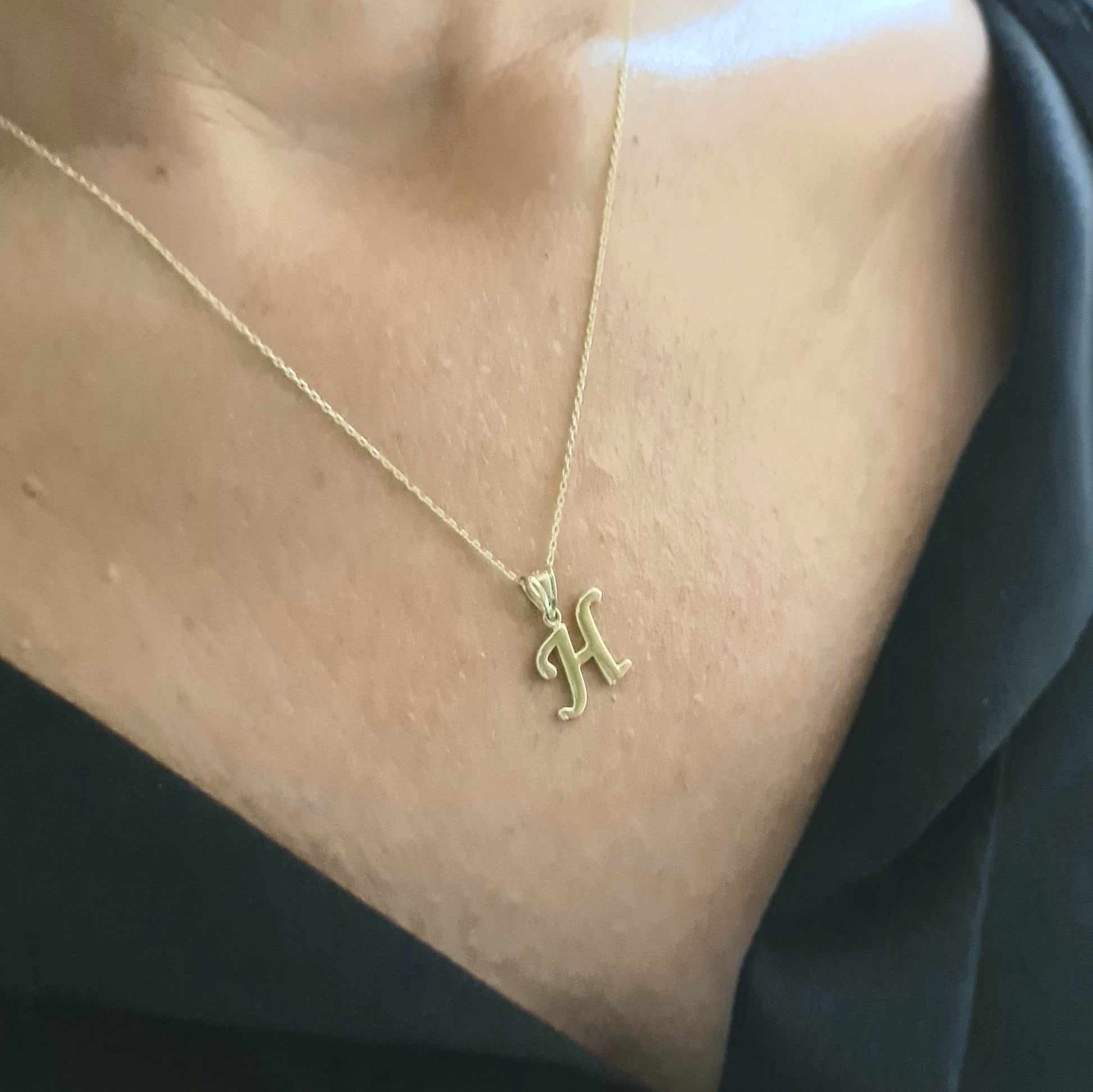 14K solid gold Custom Initial Necklace , 14K Real Solid Gold Initial Pendant Necklace , Personalized Necklace , Charm Initial Pendant , Initial Charms personalized gift