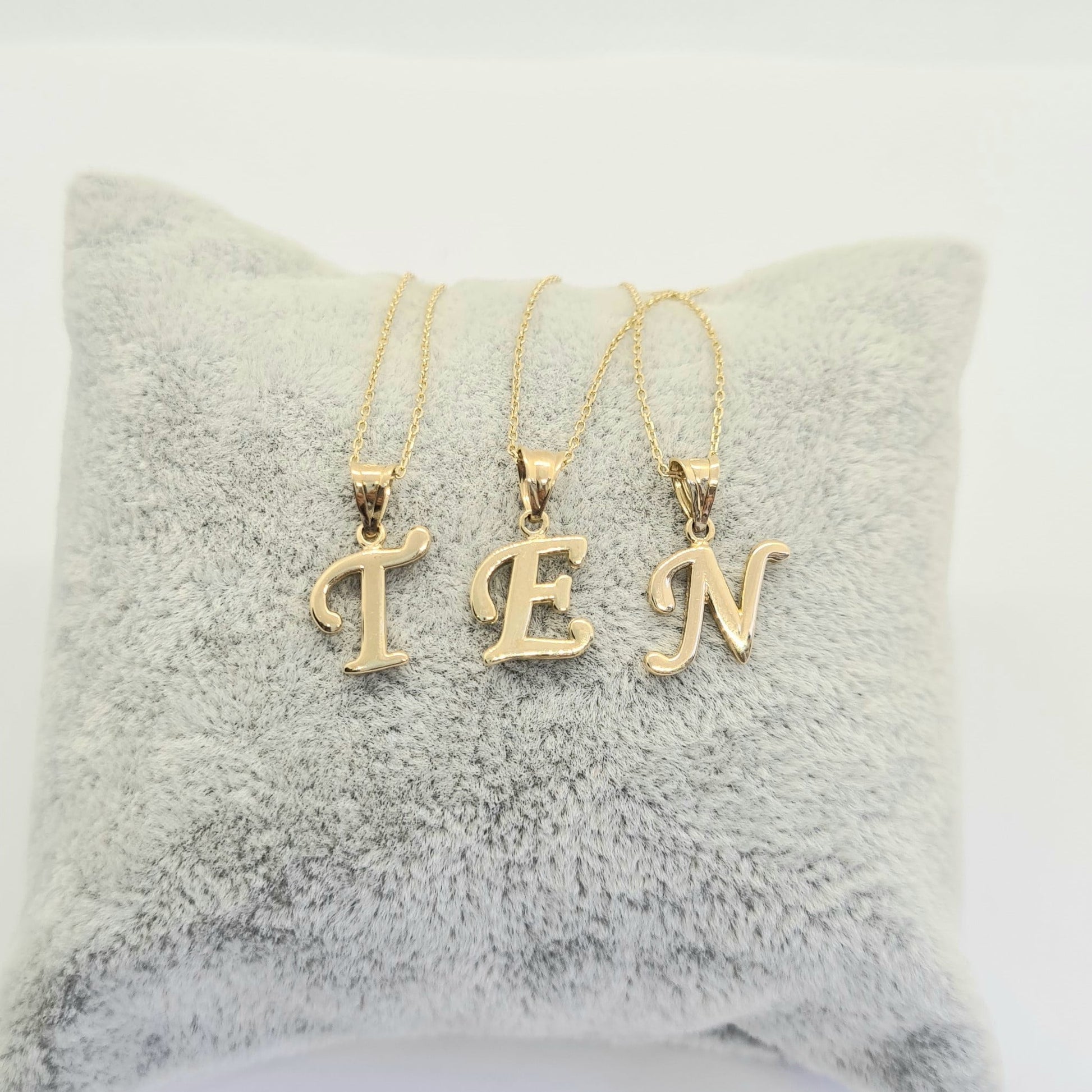 14K solid gold Custom Initial Necklace , 14K Real Solid Gold Initial Pendant Necklace , Personalized Necklace , Charm Initial Pendant , Initial Charms personalized gift