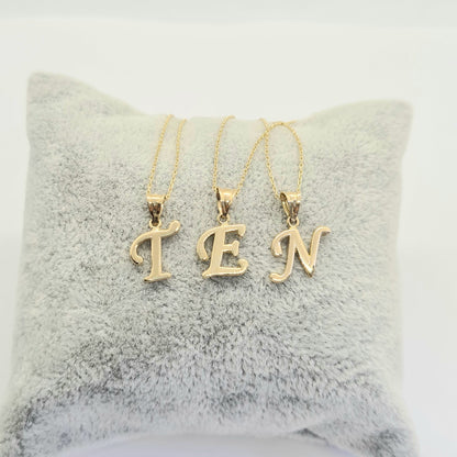 14K solid gold Custom Initial Necklace , 14K Real Solid Gold Initial Pendant Necklace , Personalized Necklace , Charm Initial Pendant , Initial Charms personalized gift