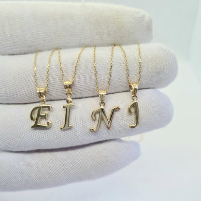 14K solid gold Custom Initial Necklace , 14K Real Solid Gold Initial Pendant Necklace , Personalized Necklace , Charm Initial Pendant , Initial Charms personalized gift