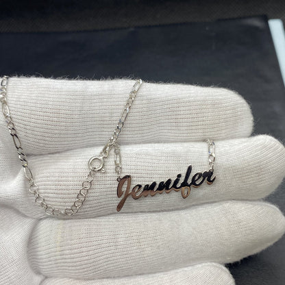 Custom Name Necklace, Personalized Name Necklace, Gift For Her, 925 Sterling Silver Custom Nameplate Jewelry for Women ,Figaro Chain 925K
