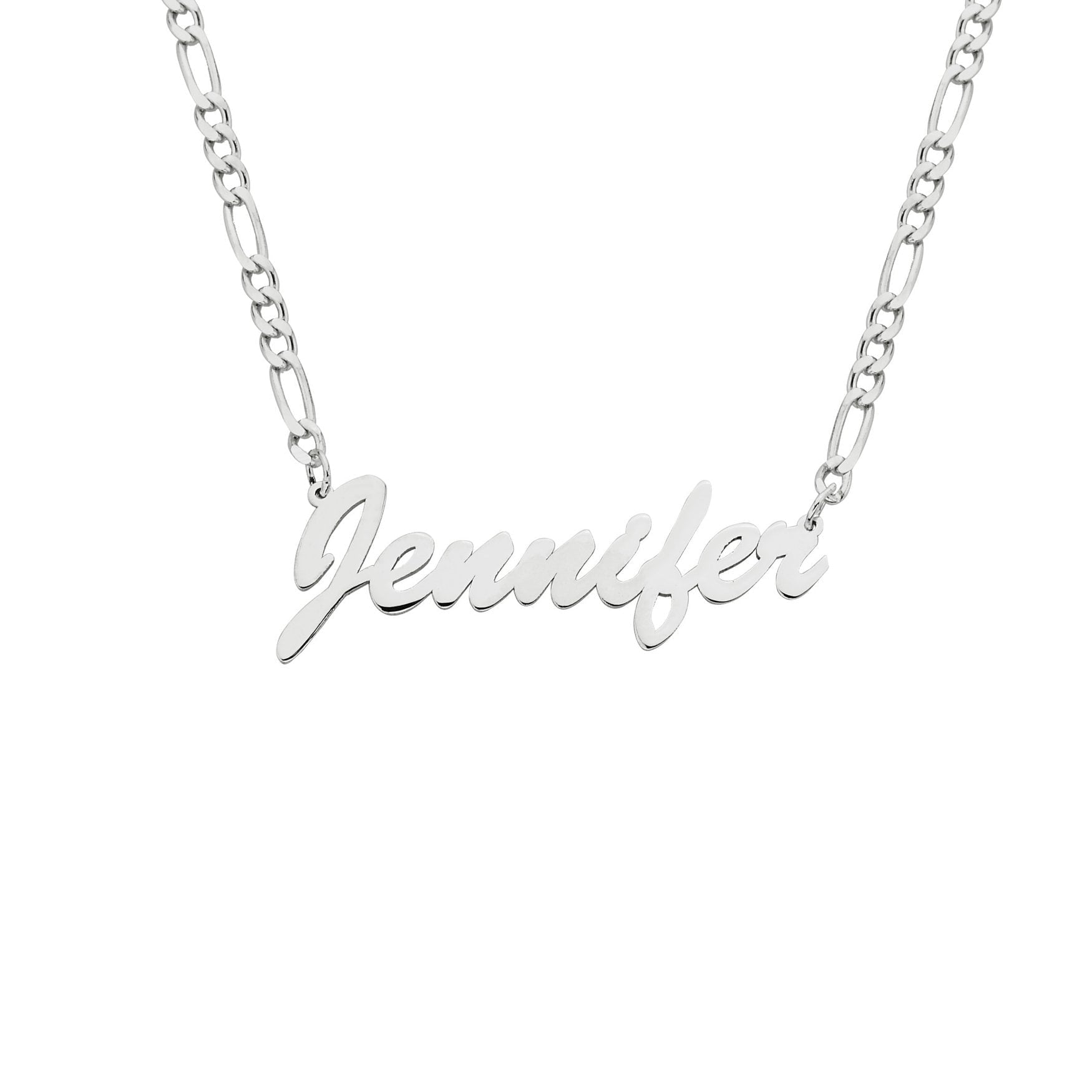 Custom Name Necklace, Personalized Name Necklace, Gift For Her, 925 Sterling Silver Custom Nameplate Jewelry for Women , Figaro Chain 925K