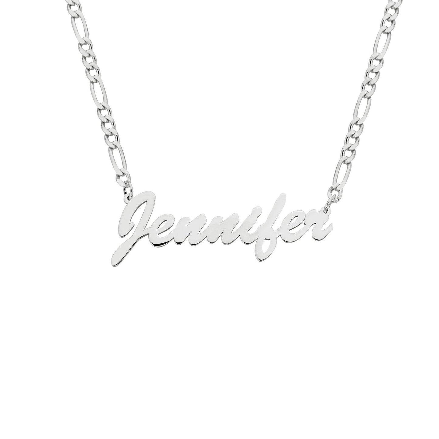 Custom Name Necklace, Personalized Name Necklace, Gift For Her, 925 Sterling Silver Custom Nameplate Jewelry for Women , Figaro Chain 925K