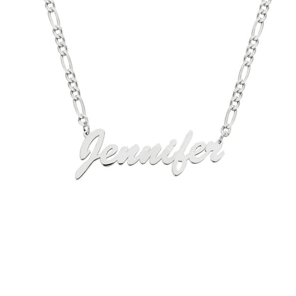 Custom Name Necklace, Personalized Name Necklace, Gift For Her, 925 Sterling Silver Custom Nameplate Jewelry for Women , Figaro Chain 925K