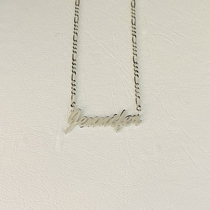 Custom Name Necklace, Personalized Name Necklace, Gift For Her, 925 Sterling Silver Custom Nameplate Jewelry for Women , Figaro Chain 925K