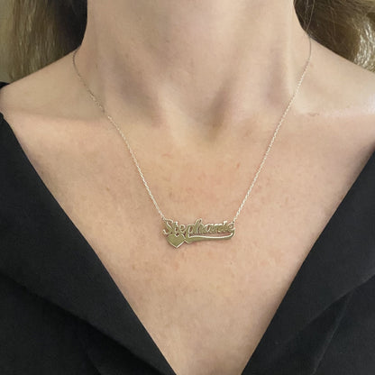 Custom Name Necklace , Personalized Necklace with Name , Name Plate Necklace , Name Jewelry - 925K Sterling Silver Love Necklace for Women