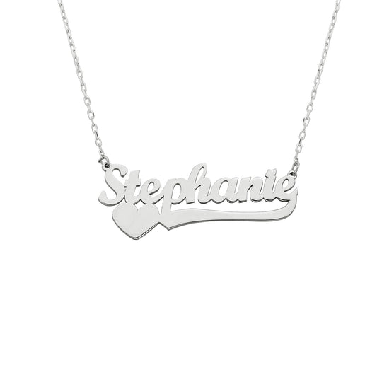 Custom Name Necklace , Personalized Necklace with Name , Name Plate Necklace , Name Jewelry - 925K Sterling Silver Love Necklace for Women