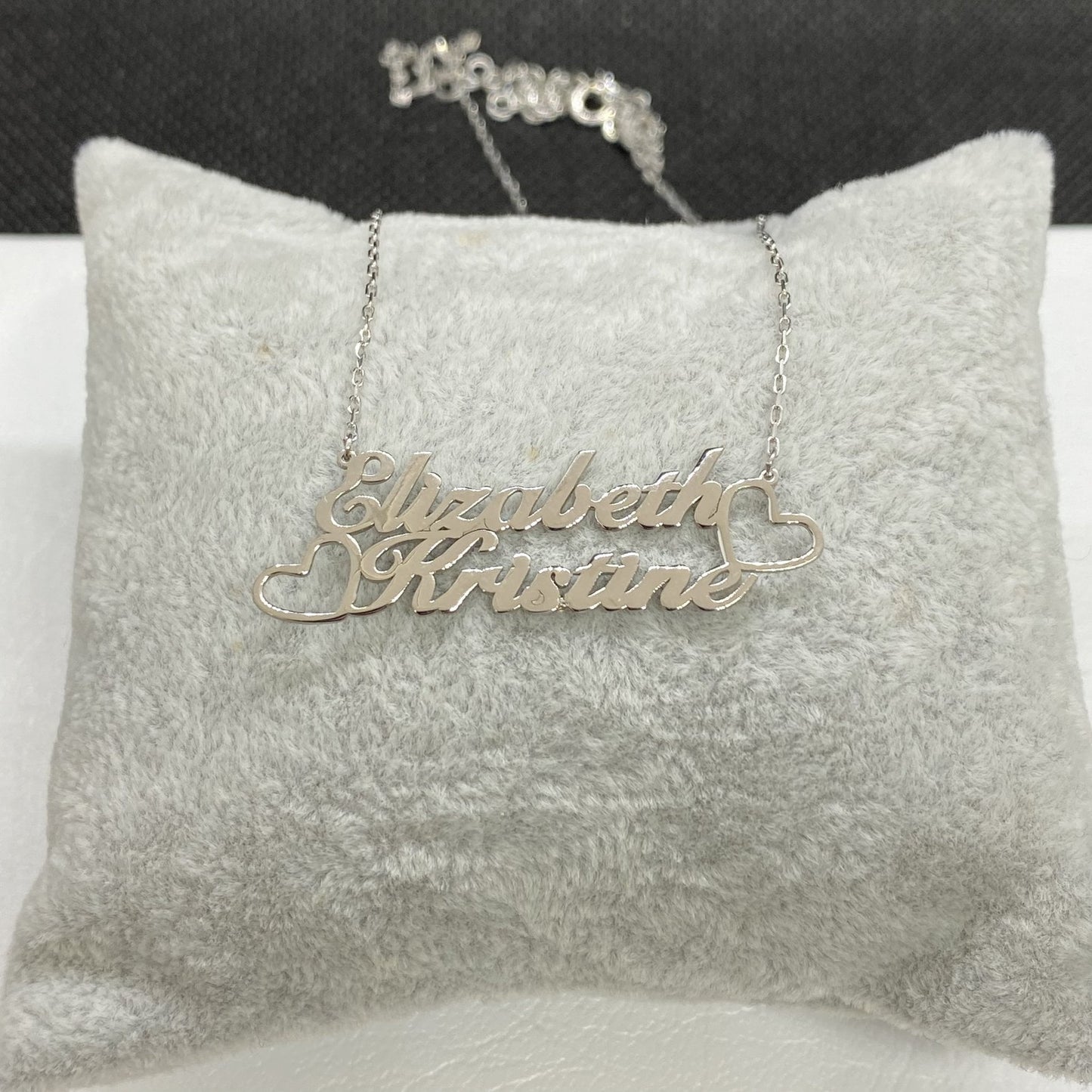 Custom Name Necklace for Women, 925 Sterling Silver Nameplated Jewelry, Personalized Gift,Family Kids Double Name Plate Necklace with Heart