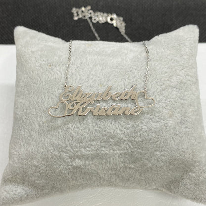 Custom Name Necklace for Women, 925 Sterling Silver Nameplated Jewelry, Personalized Gift,Family Kids Double Name Plate Necklace with Heart