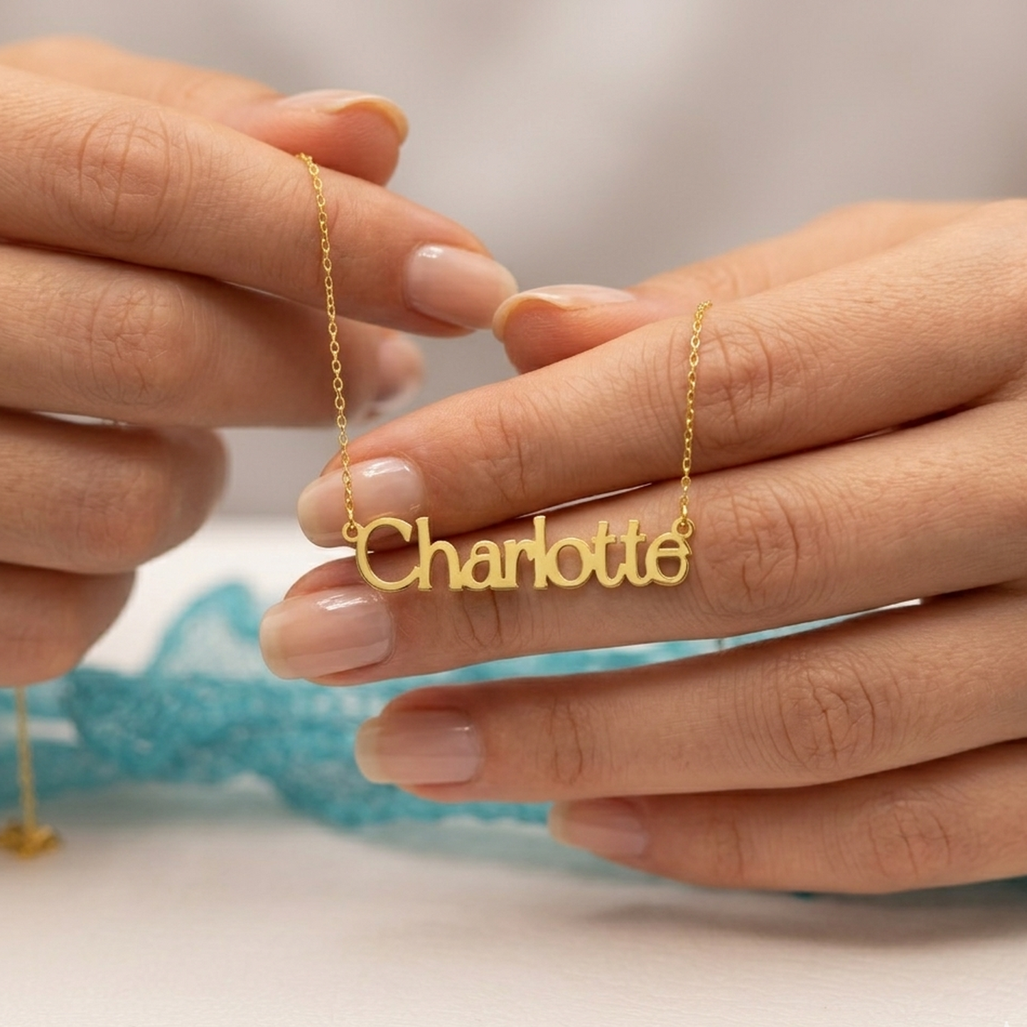 14K Solid Gold Modern Font Custom Name Necklace
