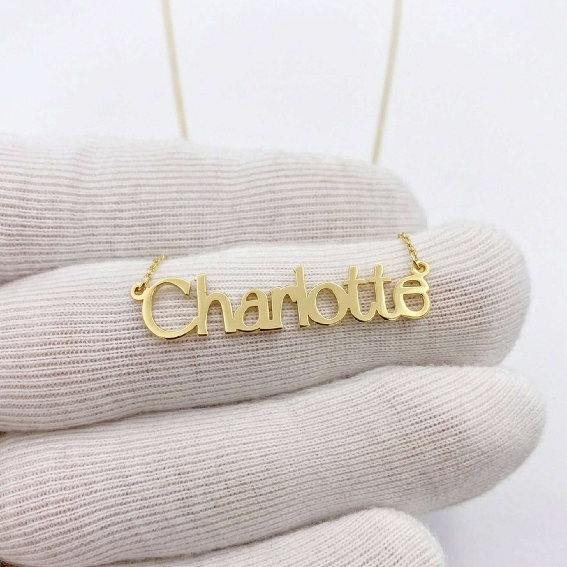 14K Solid Gold Modern Font Custom Name Necklace