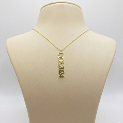 14K Solid Gold Vertical Custom Name Necklace
