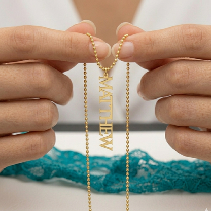 14K Solid Gold Vertical Custom Name Necklace