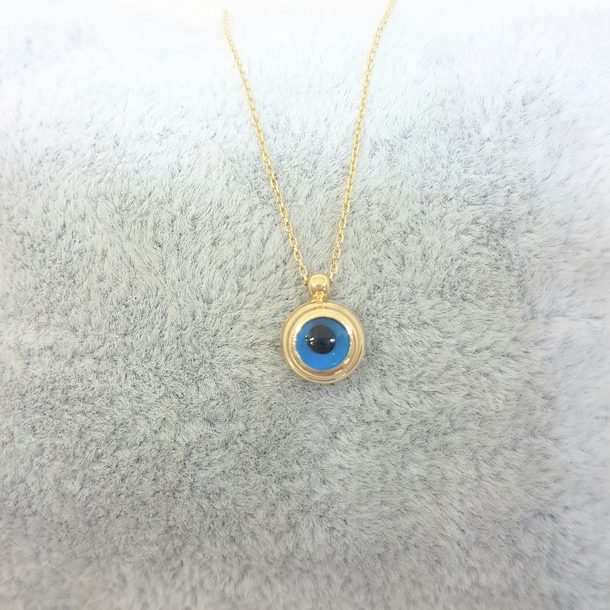 14K Real Solid Gold Lucky Evil Eye Cute Charm Dainty Delicate Turkish Faith Nazar Protection Pendant Necklace for Women