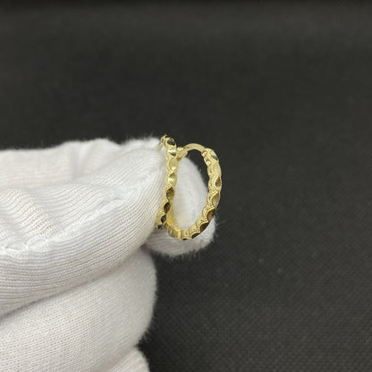 Dainty Hoop Earrings , 14K Solid Gold Minimalist Boho Hoop Earrings for Women , Gifts for Her , Textured Hoop Earrings , Gift for mum