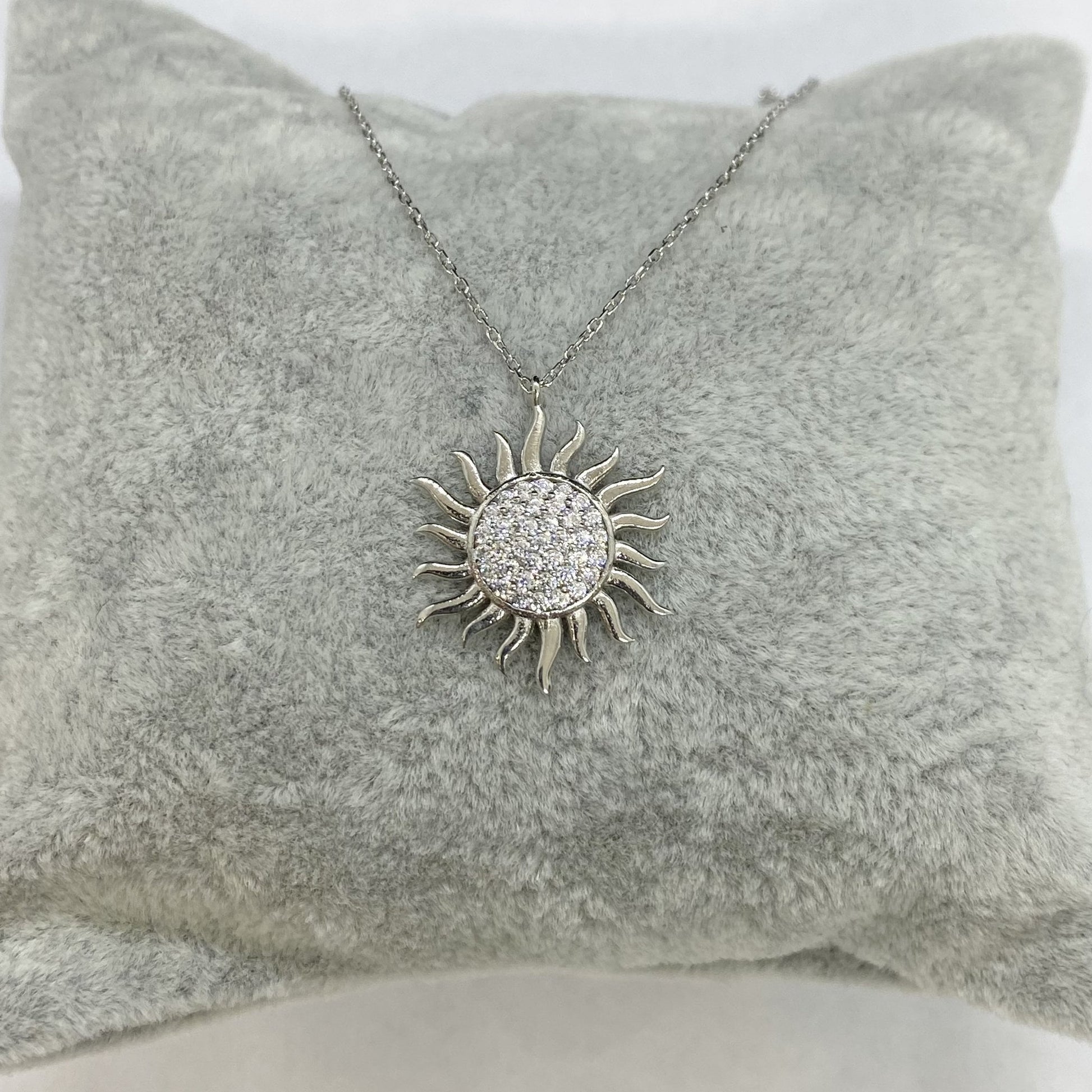 Dainty Sun Necklace , 925K Sterling Silver Sun Pendant Necklace for Women , Sunburst Necklace , CZ Celestial Pendant ,Glowing Sun Sunshine