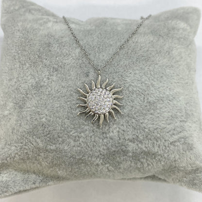 Dainty Sun Necklace , 925K Sterling Silver Sun Pendant Necklace for Women , Sunburst Necklace , CZ Celestial Pendant ,Glowing Sun Sunshine