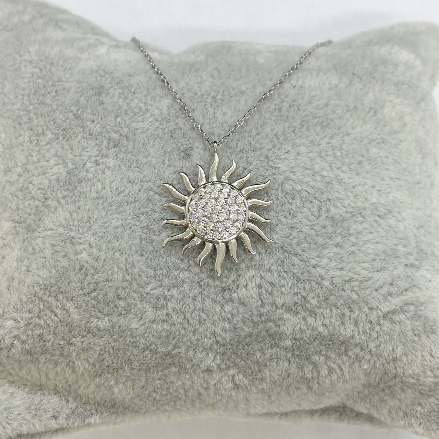 Dainty Sun Necklace, 925K Sterling Silver Sun Pendant Necklace for Women , Sunburst Necklace , CZ Celestial Pendant , Glowing Sun Sunshine