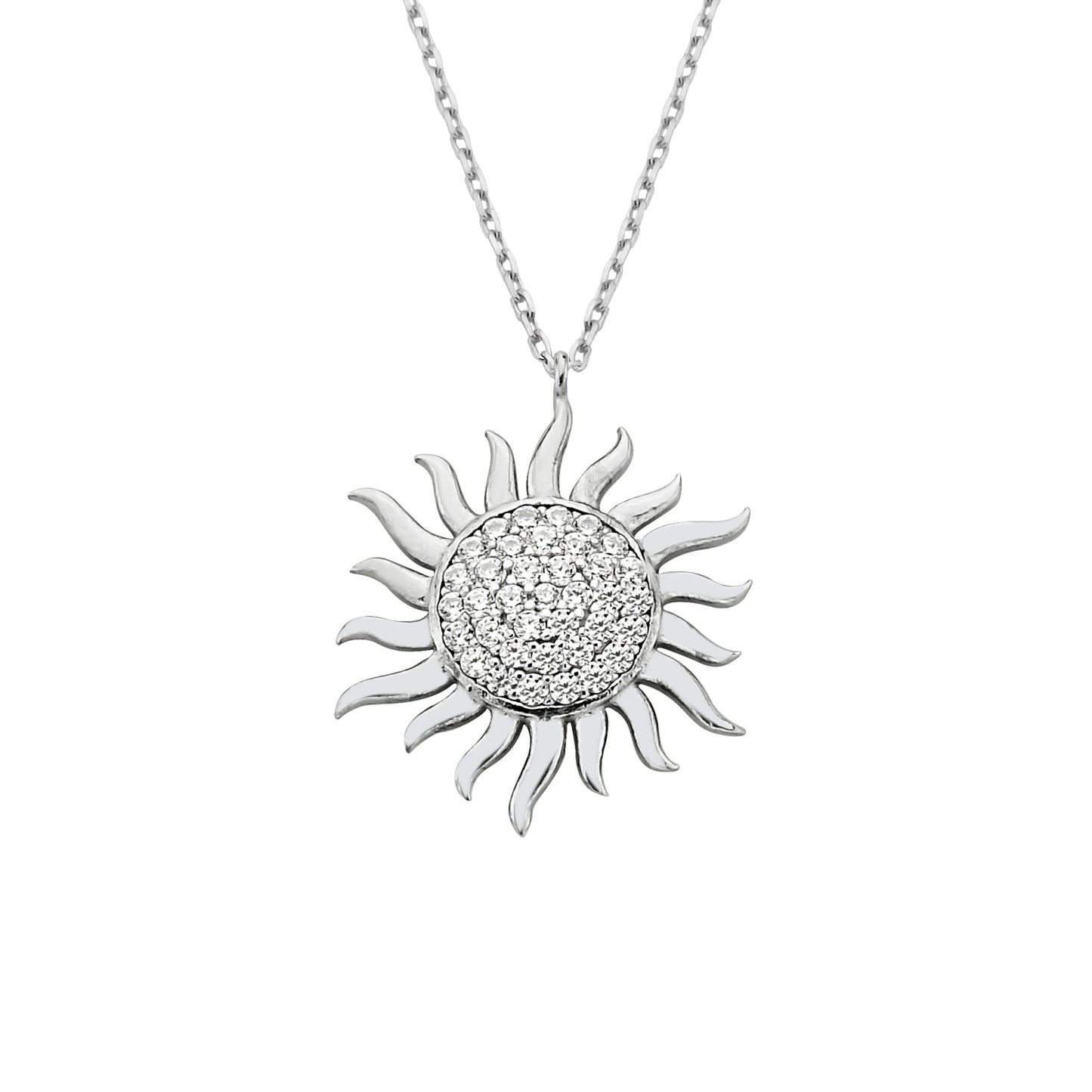 Dainty Sun Necklace , 925K Sterling Silver Sun Pendant Necklace for Women , Sunburst Necklace , CZ Celestial Pendant , Glowing Sun Sunshine