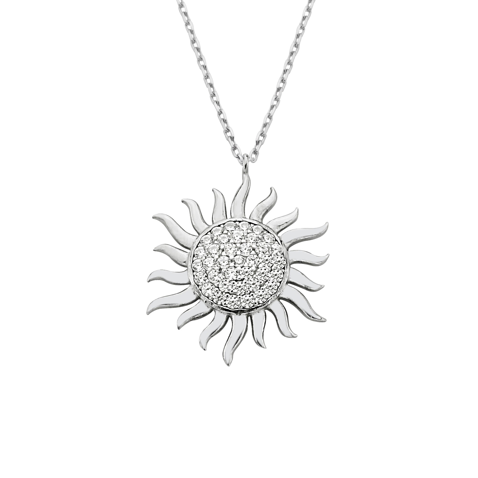 Dainty Sun Necklace , 925K Sterling Silver Sun Pendant Necklace for Women , Sunburst Necklace , CZ Celestial Pendant , Glowing Sun Sunshine