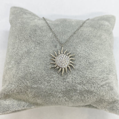 Dainty Sun Necklace , 925K Sterling Silver Sun Pendant Necklace for Women , Sunburst Necklace , CZ Celestial Pendant , Glowing Sun Sunshine