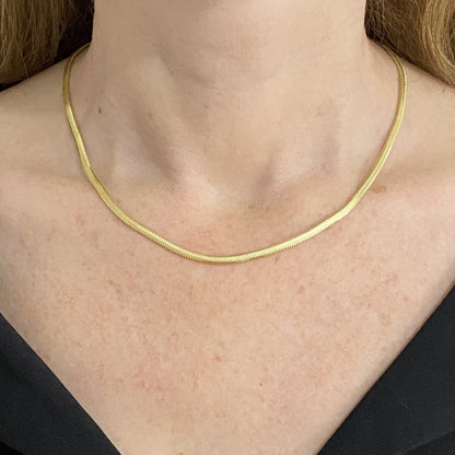 14K Solid Gold Snake Chain Necklace
