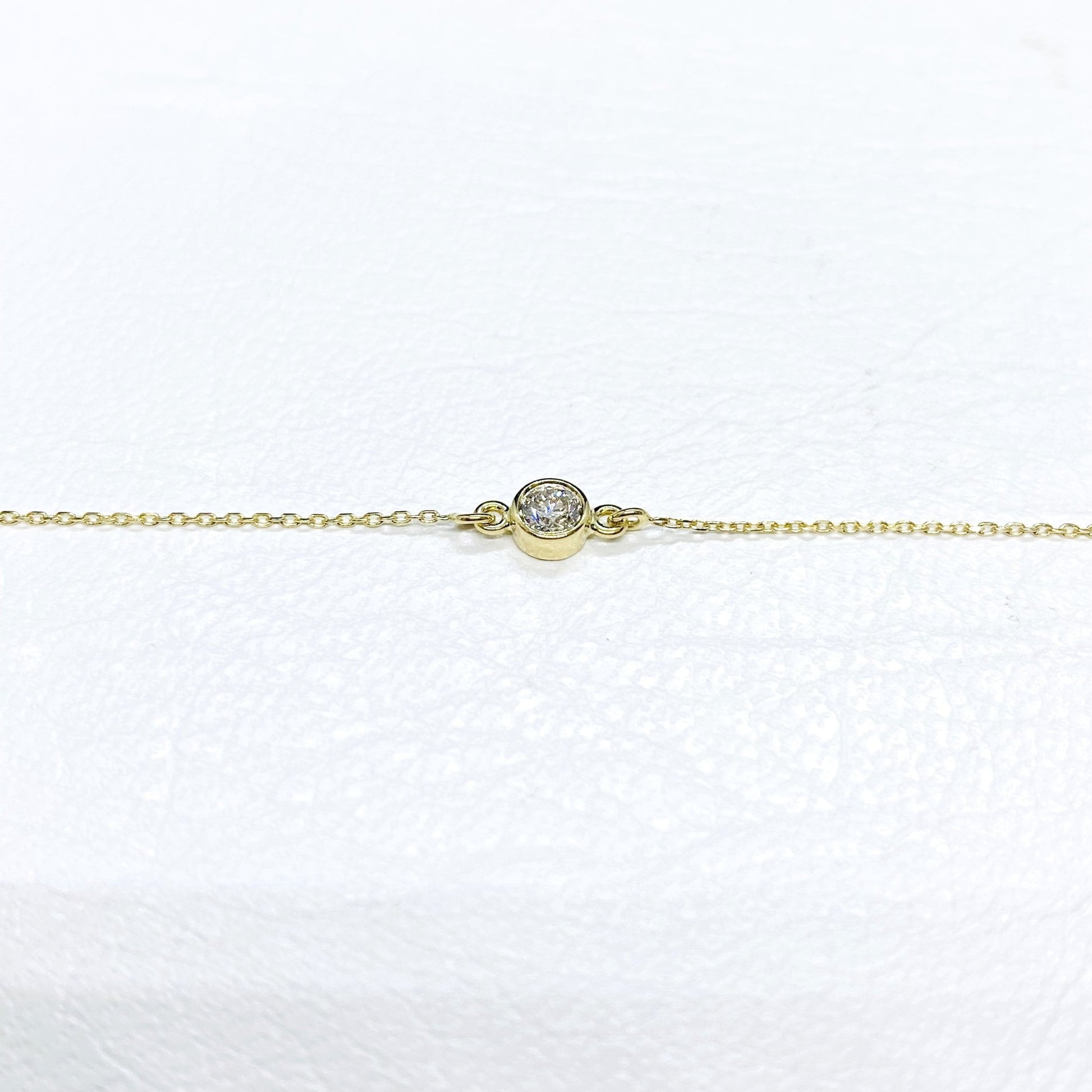 Diamond Bracelet in 14K Solid Gold , 10 ct Solitaire Diamond Bracelet for Women , Dainty Diamond Jewelry , Birthday Gift for her