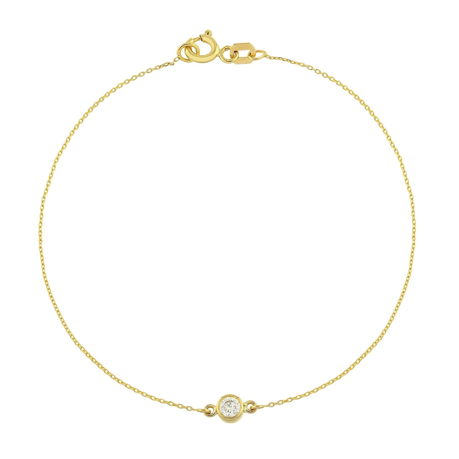 Diamond Bracelet in 14K Solid Gold , 10 ct Solitaire Diamond Bracelet for Women , Dainty Diamond Jewelry , Christmas Birthday Gift for her