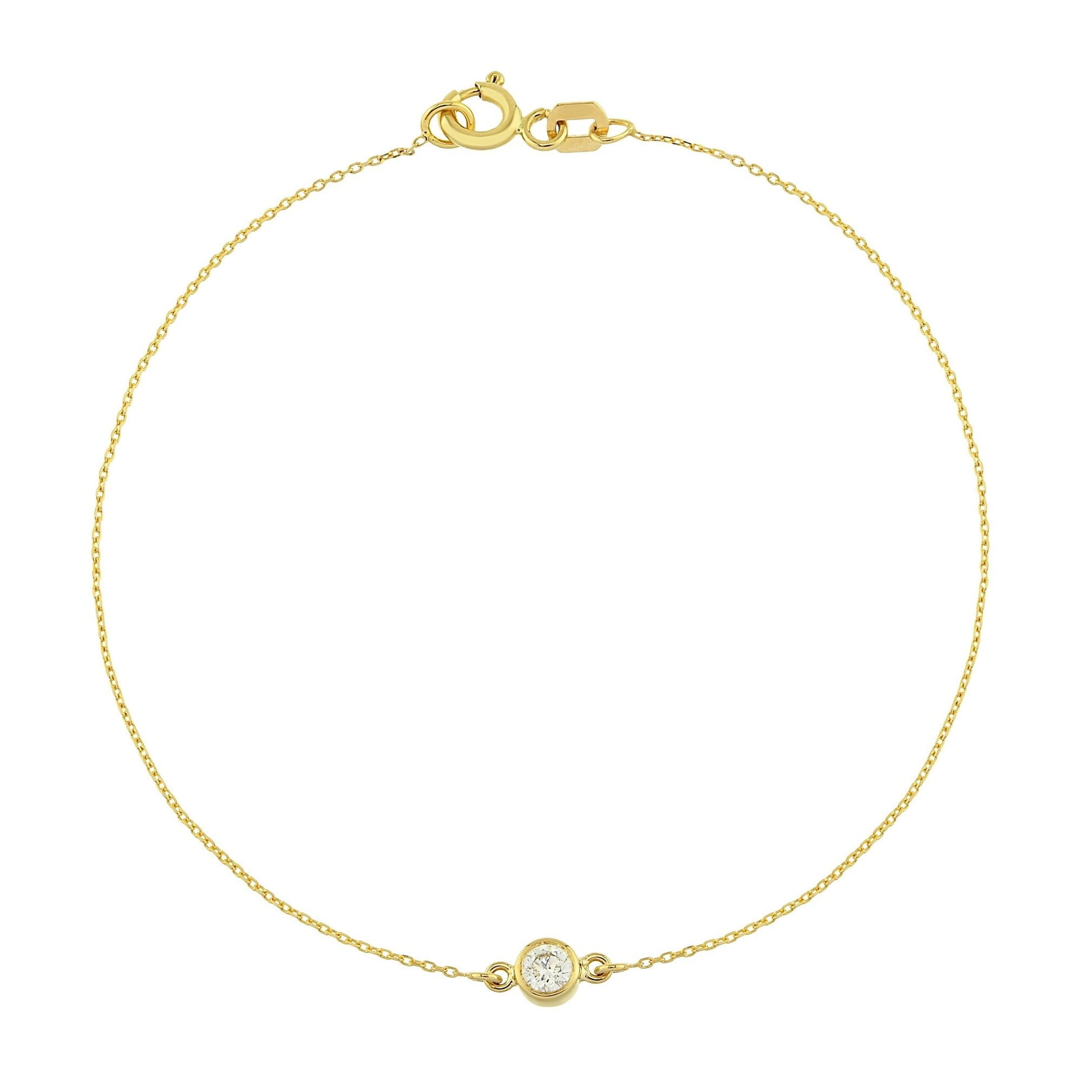 Diamond Bracelet in 14K Solid Gold , 10 ct Solitaire Diamond Bracelet for Women , Dainty Diamond Jewelry , Christmas Birthday Gift for her