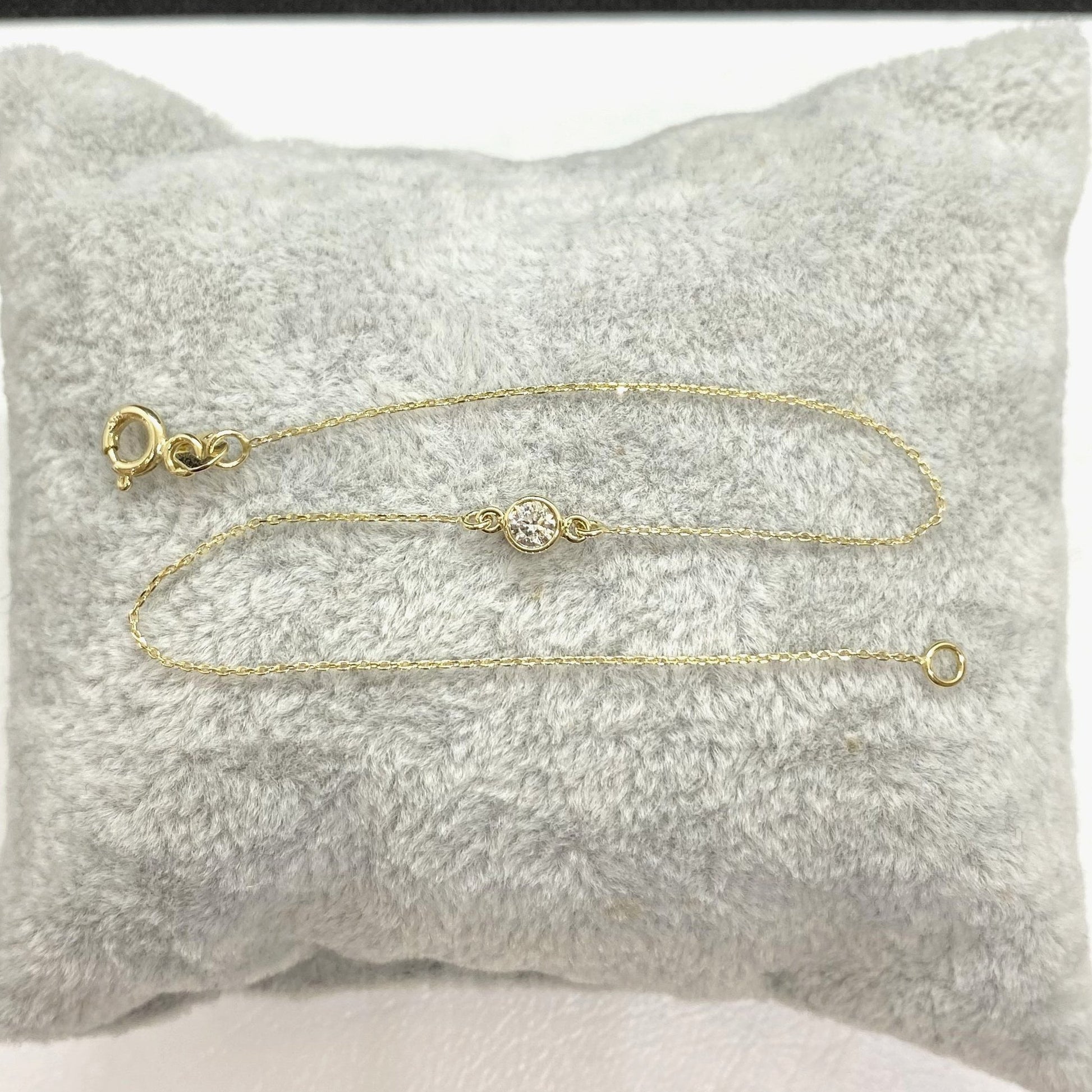 Diamond Bracelet in 14K Solid Gold , 10 ct Solitaire Diamond Bracelet for Women , Dainty Diamond Jewelry , Christmas Birthday Gift for her