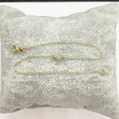 Diamond Bracelet in 14K Solid Gold , 10 ct Solitaire Diamond Bracelet for Women , Dainty Diamond Jewelry , Christmas Birthday Gift for her