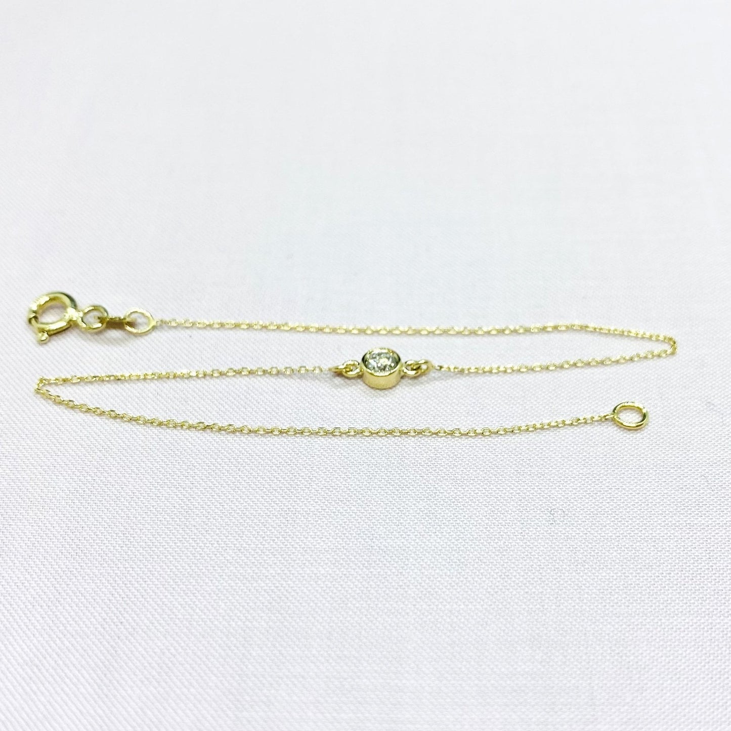 Solitaire Diamond Bracelet in 14K Solid Gold , 10 ct Solitaire Diamond Bracelet for Women , Dainty Diamond Jewelry , Christmas gift , Gift for her