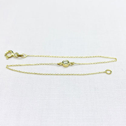 Solitaire Diamond Bracelet in 14K Solid Gold , 10 ct Solitaire Diamond Bracelet for Women , Dainty Diamond Jewelry , Christmas gift , Gift for her