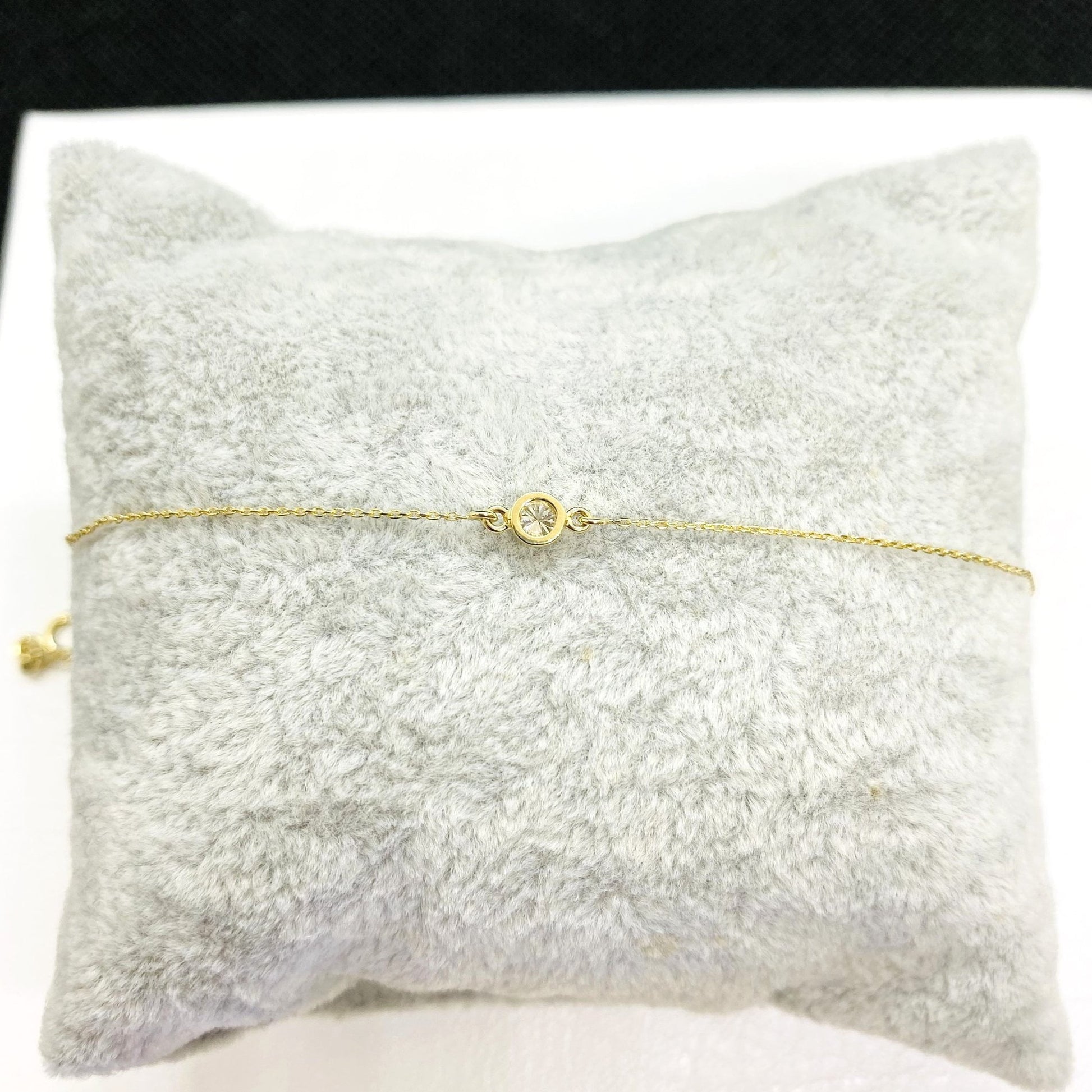 14K Diamond Bracelet in 14K Solid Gold , 10 ct Solitaire Diamond Bracelet for Women , Dainty Diamond Jewelry , Xmas Birthday Gift for her