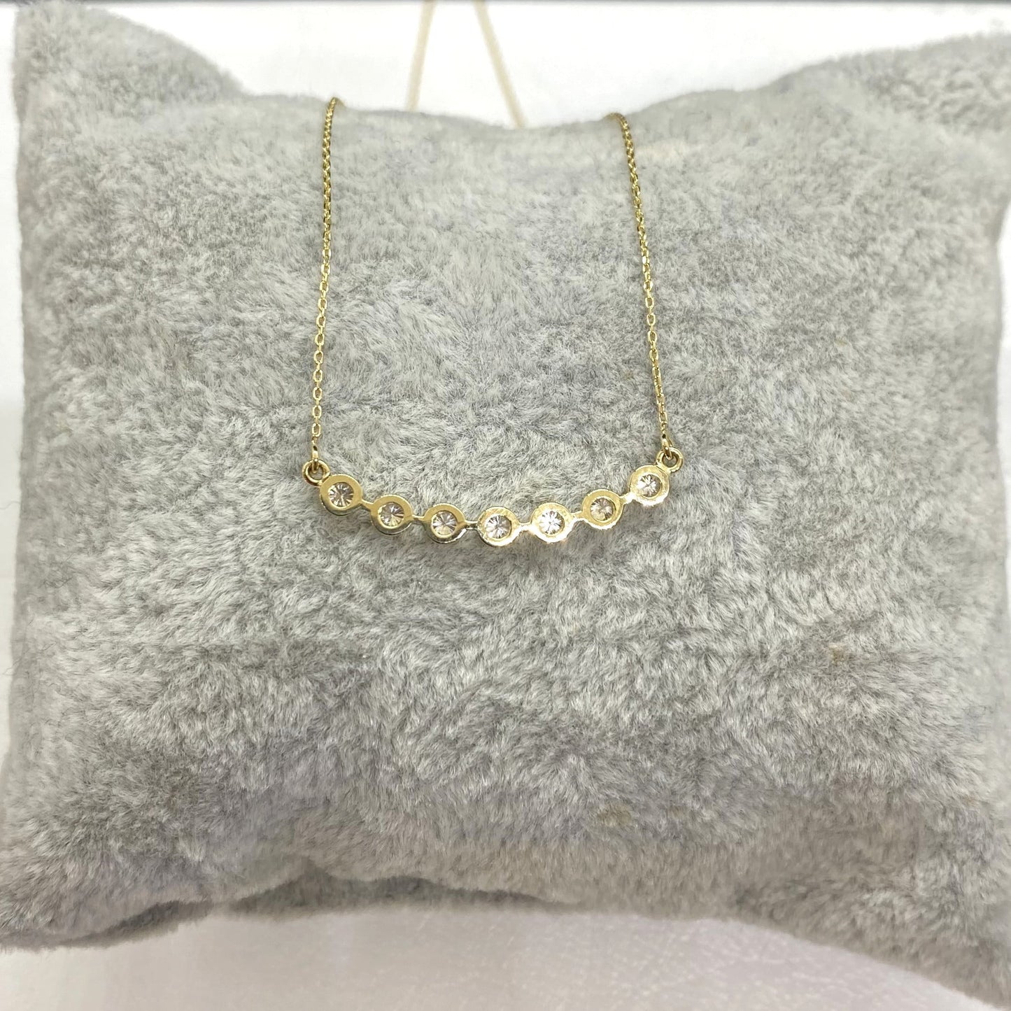 Diamond Necklace for Women , 14K Solid Gold Curved Bar Bezel Diamond Necklace , Bridesmaid Gift , Sparkle Pave Dainty Diamond Jewelry