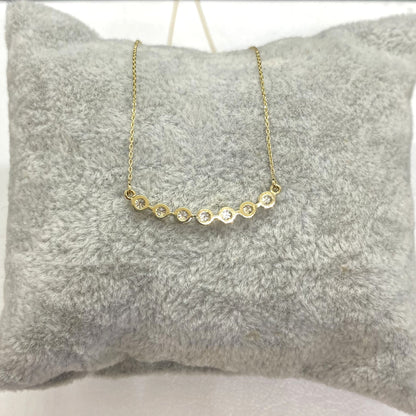 Diamond Necklace for Women , 14K Solid Gold Curved Bar Bezel Diamond Necklace , Bridesmaid Gift , Sparkle Pave Dainty Diamond Jewelry