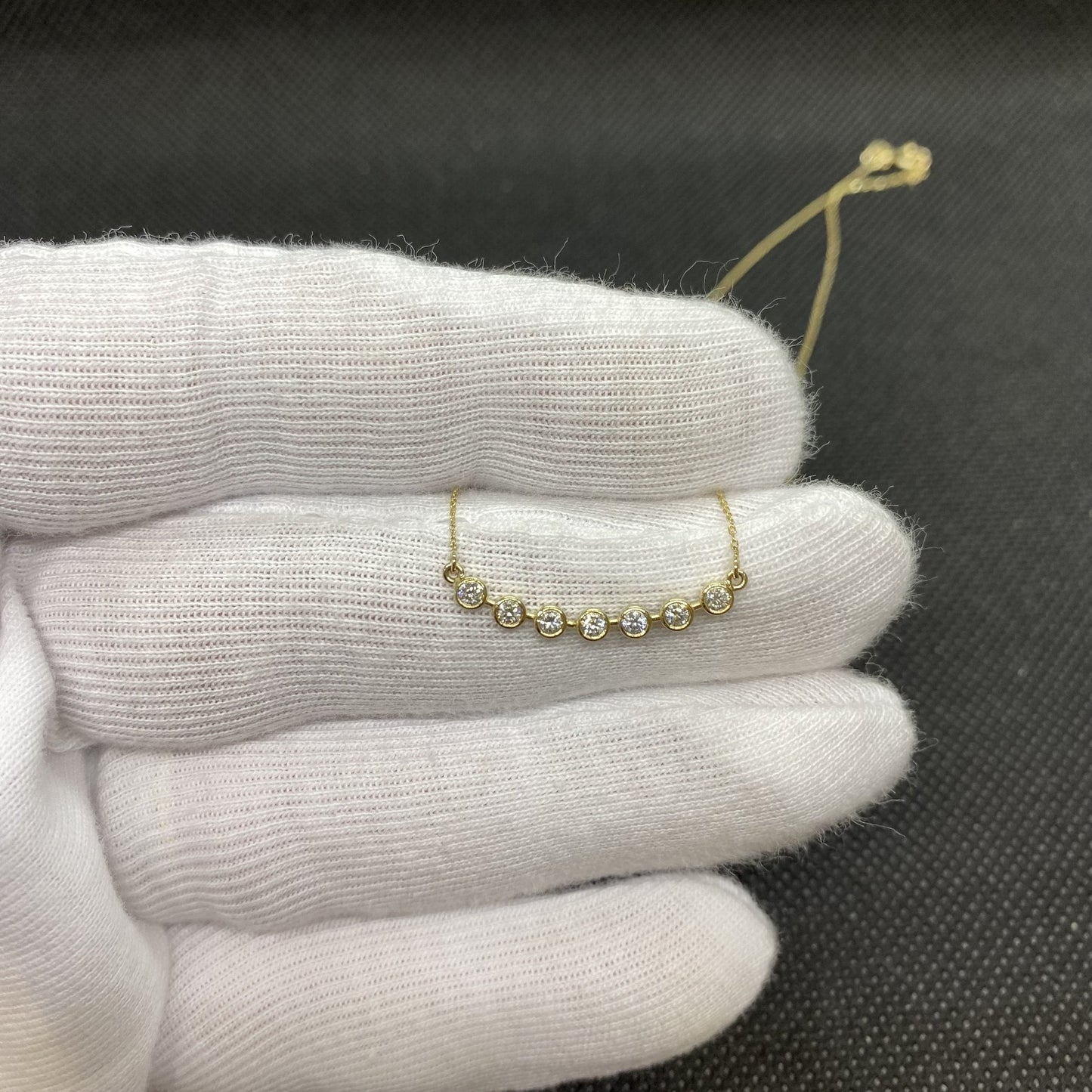 Diamond Necklace for Women, 14K Solid Gold Curved Bar Bezel Diamond Necklace , Bridesmaid Gift , Sparkle Pave Dainty Diamond Jewelry