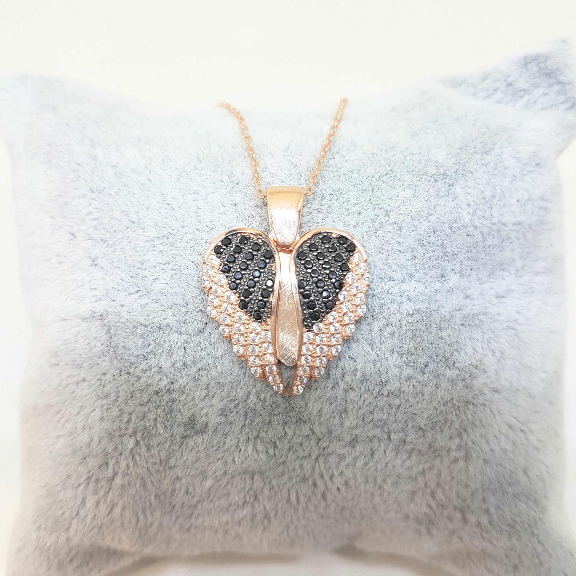 925 Sterling Silver Double Angel Wings Memorial Personalized Forever Remember Names Dates Charm Pendant Necklace Best Birthday Christmas Anniversary Graduation Gift for Women with Rose Plated Option