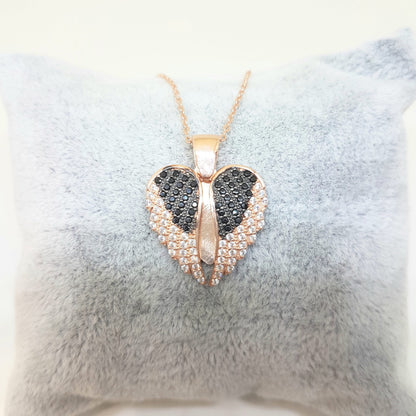 925 Sterling Silver Double Angel Wings Memorial Personalized Forever Remember Names Dates Charm Pendant Necklace Best Birthday Christmas Anniversary Graduation Gift for Women with Rose Plated Option